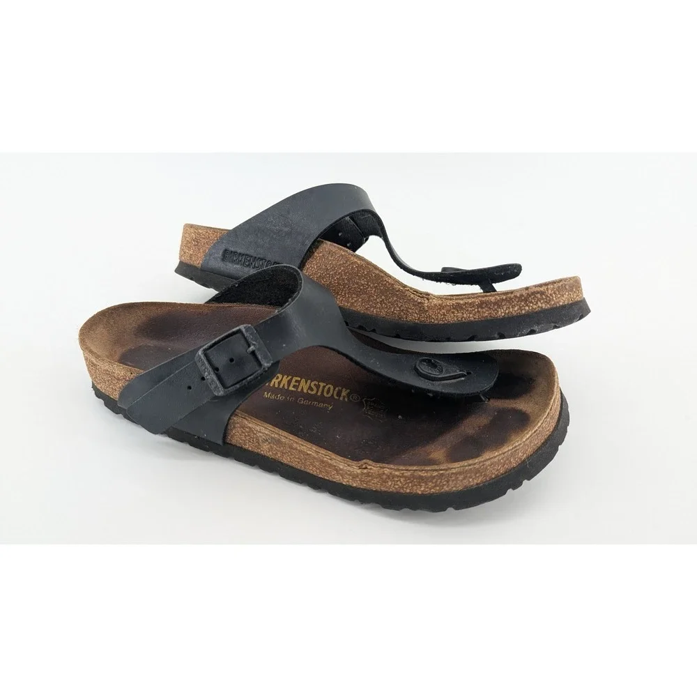Birkenstock Gizeh Black Birko-Flor Thong Sandals Women 38 L7 M5 Made in Germany
